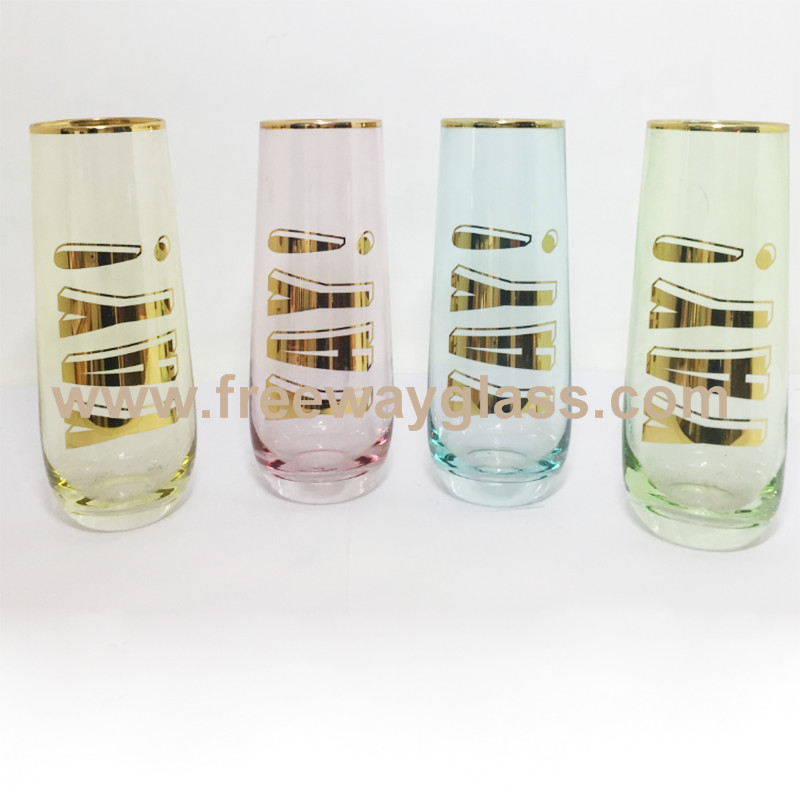 Champagne Flute Glass with Gold Rim