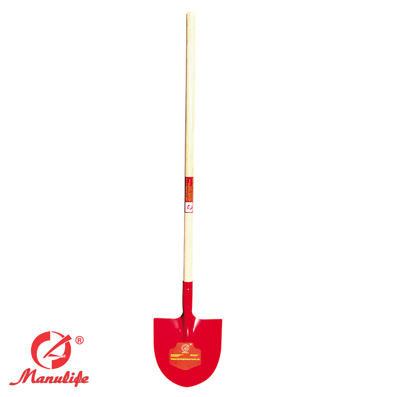 Long wood handle shovel