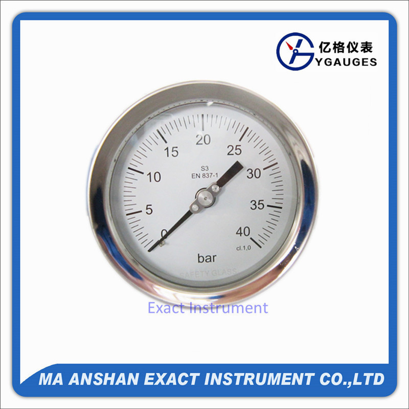 safety pattern pressure gauge-solid front pressure gauge-blow back pressure gauge-lower back