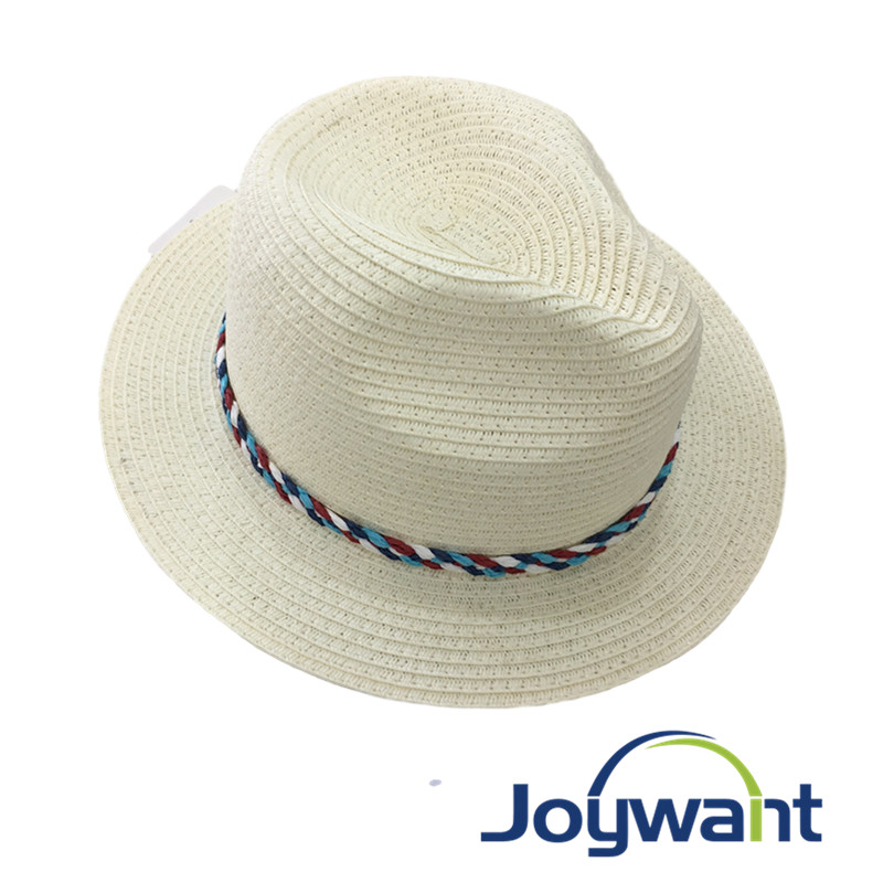 contrast color decorative fedora hat paper braided hat