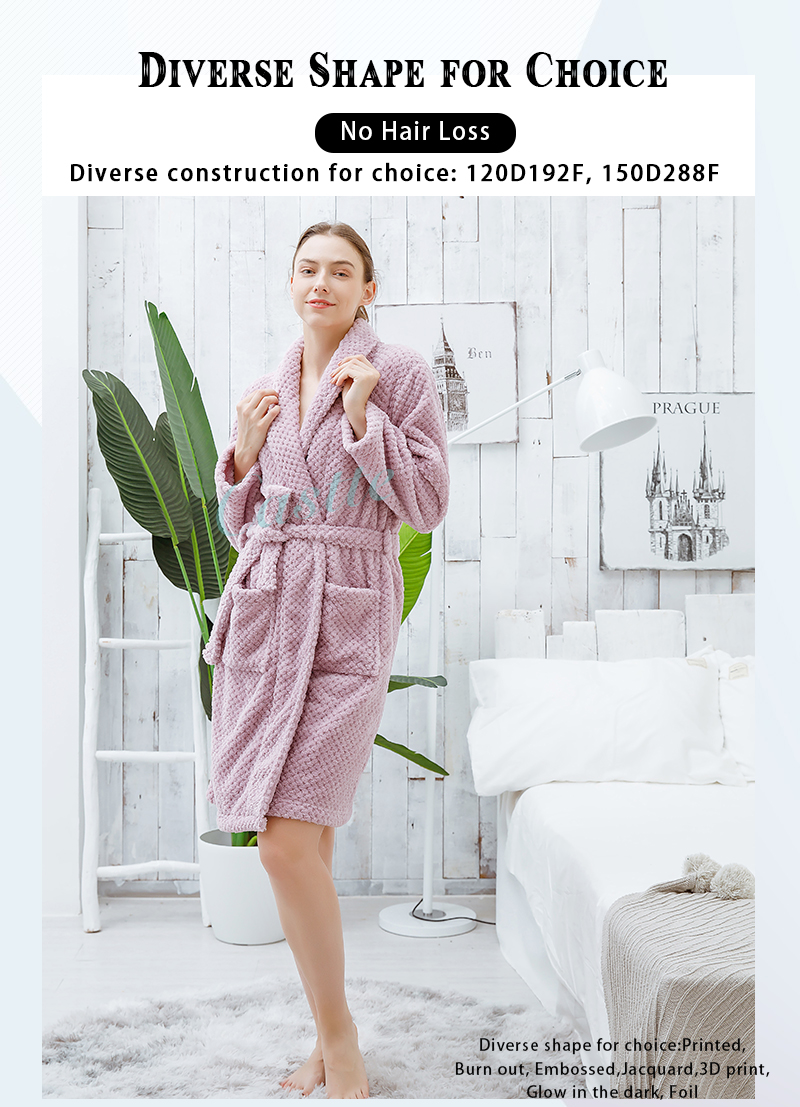 Ladies Solid Pineapple Coral Fleece Robe