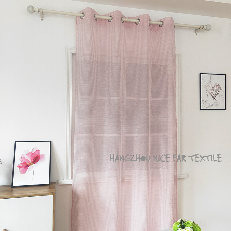 00000DF190126L DEBBY stripe voile fabric yarn dyed jacquard screen printing cutting recycle voilage ready made linen curtain