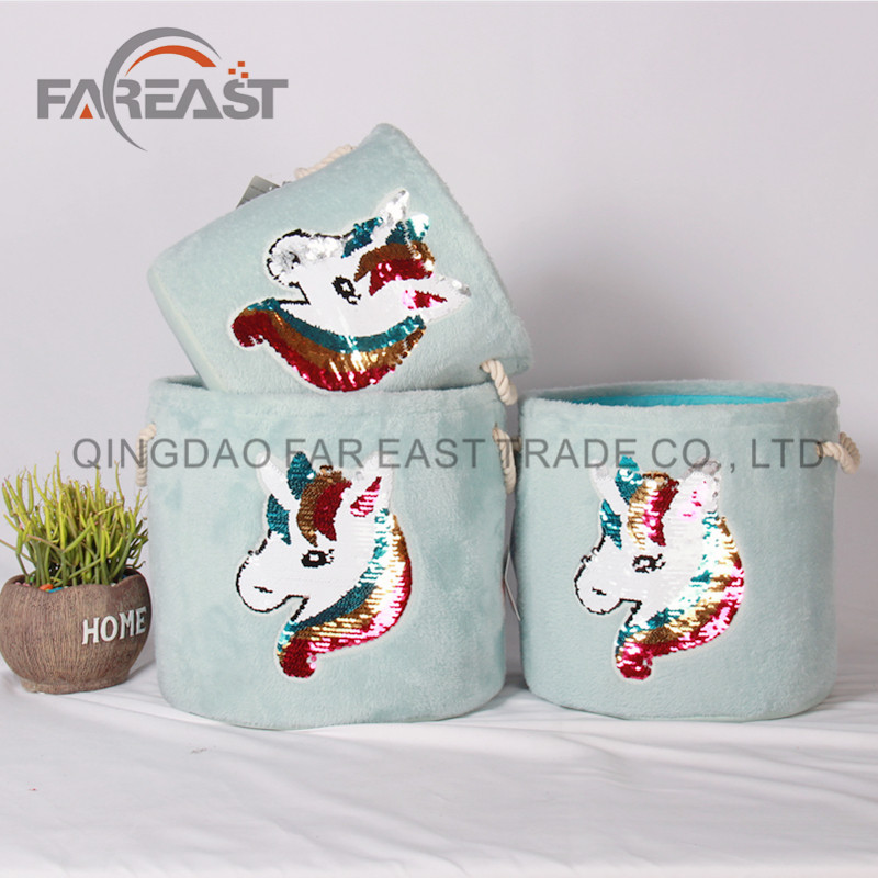 Set of 3 Storage basket/cute basket/ Laundry hanper/ Children storage/ with animal embroider