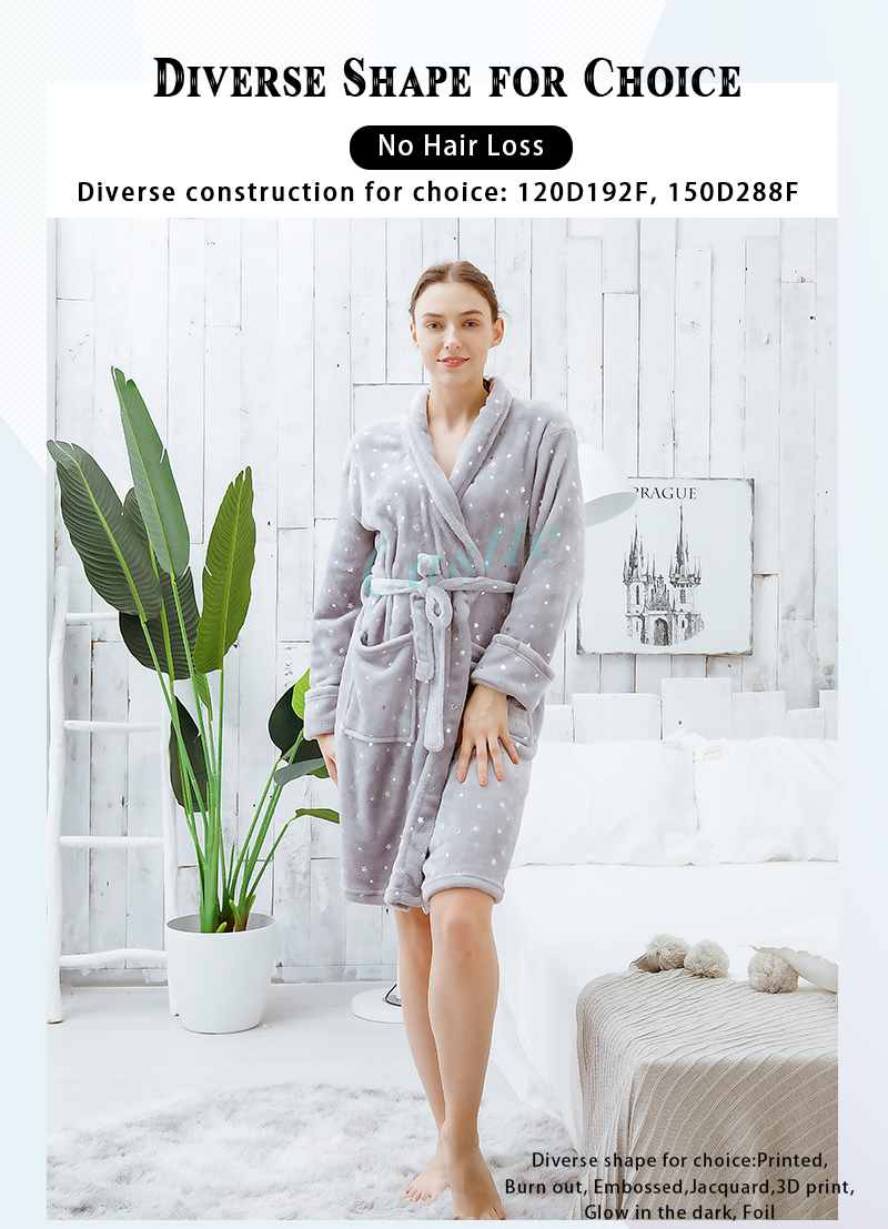 Laides Golden Foiled Coral Fleece Robe