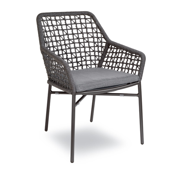 Outdoor aluminum armrest pvc rope braided chair