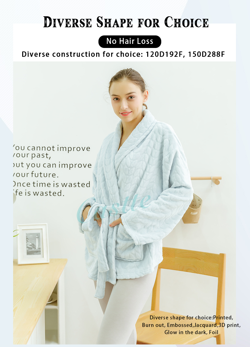Teen Embossed Coral Fleece short robe