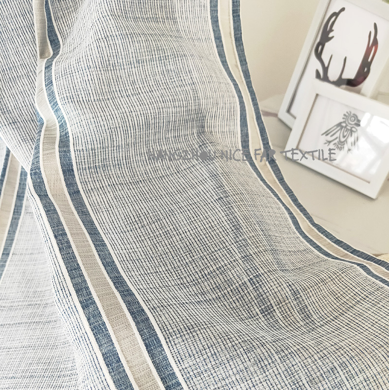 00000DF190111LL BETTY stripe voile fabric yarn dyed jacquard screen printing cutting recycle voilage ready made linen curtain
