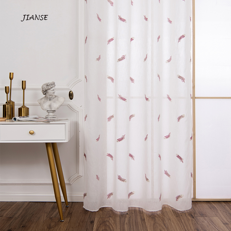 CURTAIN E812 Feather embroidery dolly doris sheer curtain fabric custom china manufacture