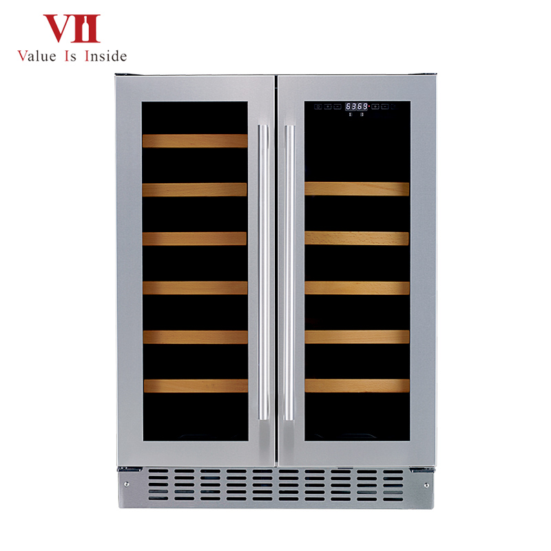 VII VCU40D Built-under or Free Standing Wine Cabinet Dual Zone Wine Cooler with French Door