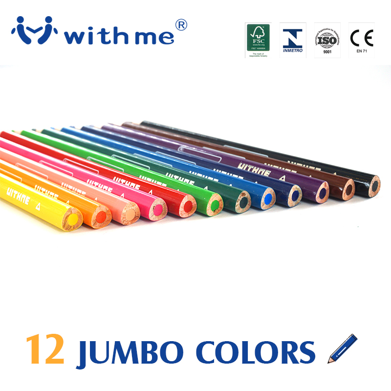 001 Jumbo triangle colored pencils, set of 12, 4.0/5.0mm lead