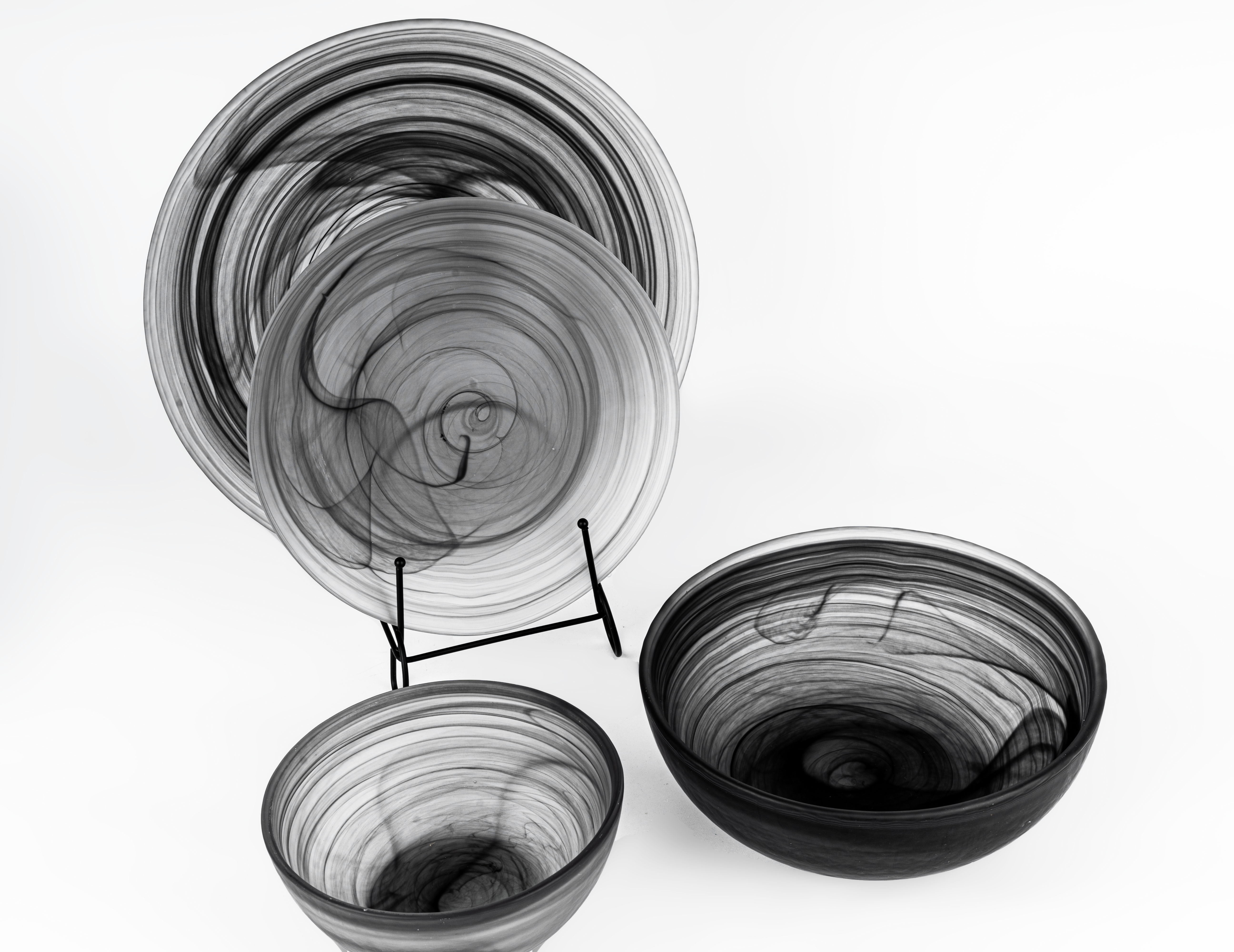S/3 Machine Spun Glass Charger Plates GLASSWARE