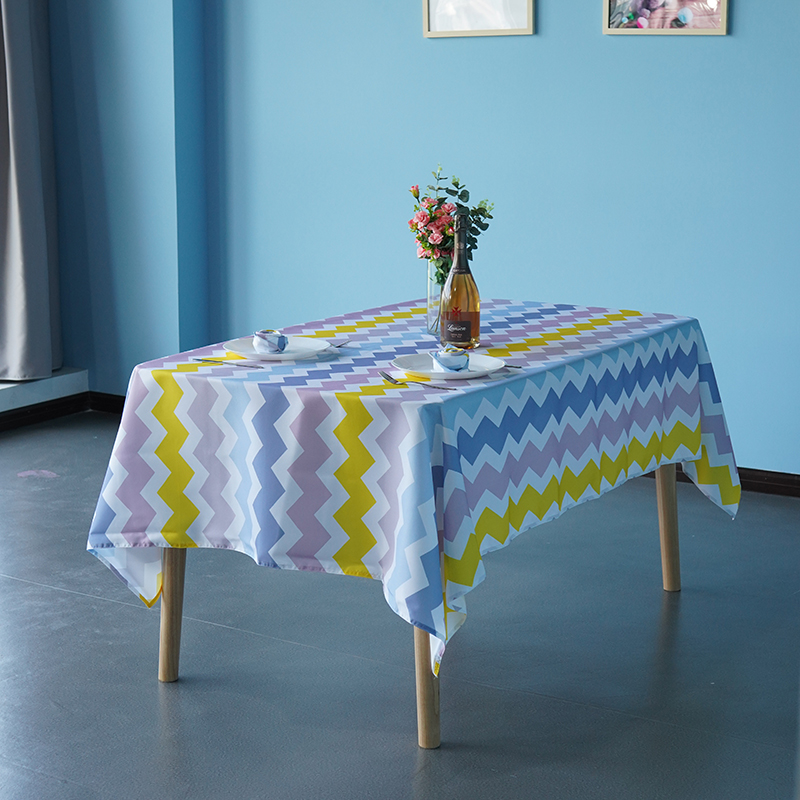 Wholesale rectangle polyester colorful printed table cloth tablecloth for kitchen party outdoor