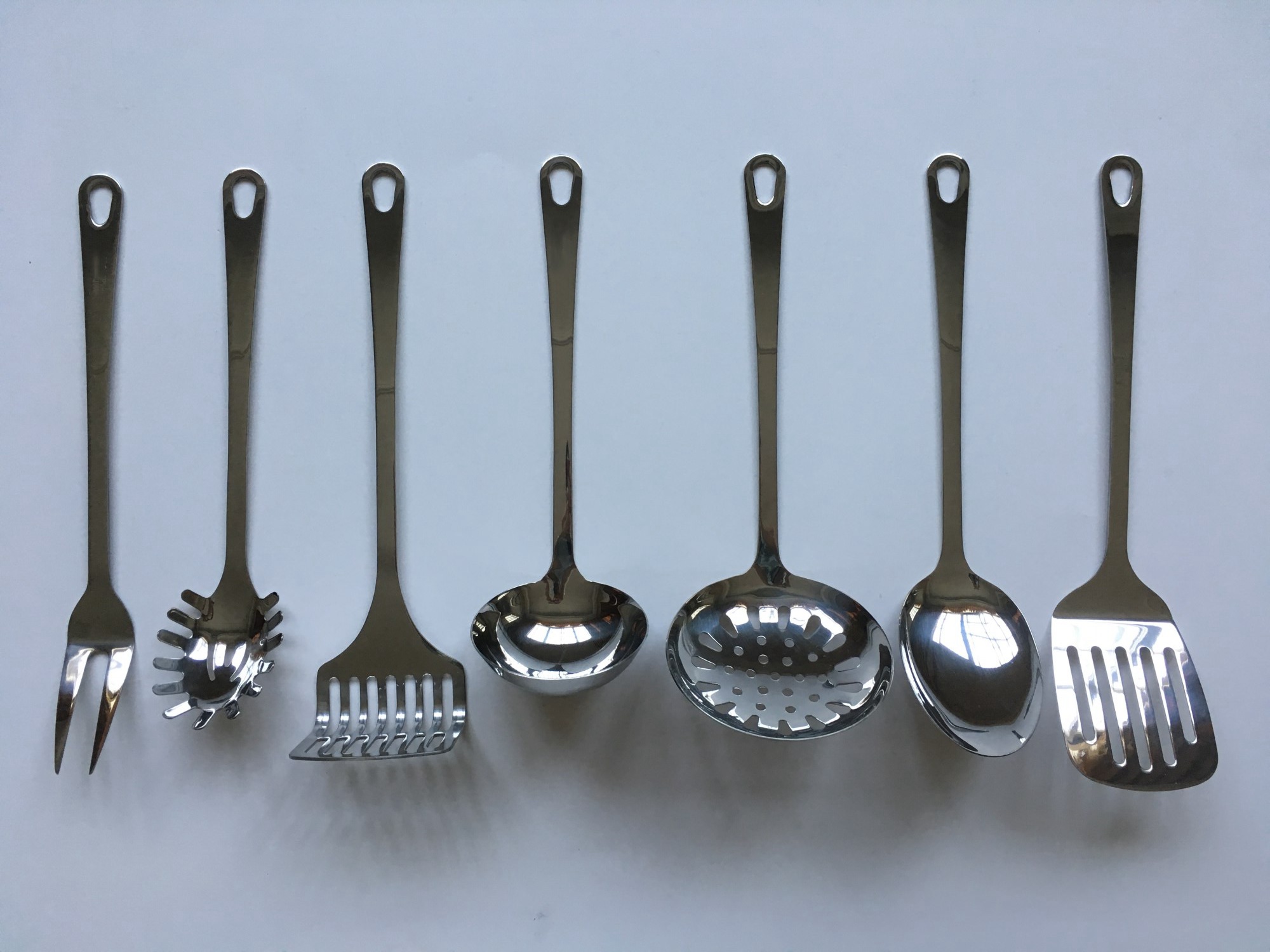 Stainless Steel 3mm Kitchen Tool Set Shovel Skimmer Potato Masher Spaghetti Ladle