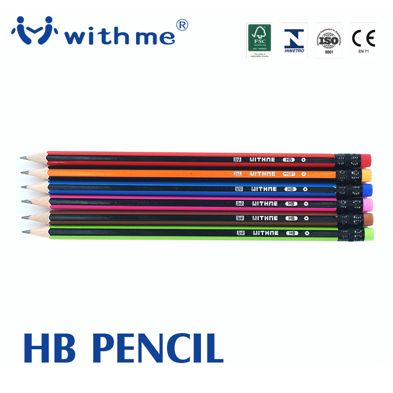 Striped HB #2 graphite pencil with color eraser stationery for school