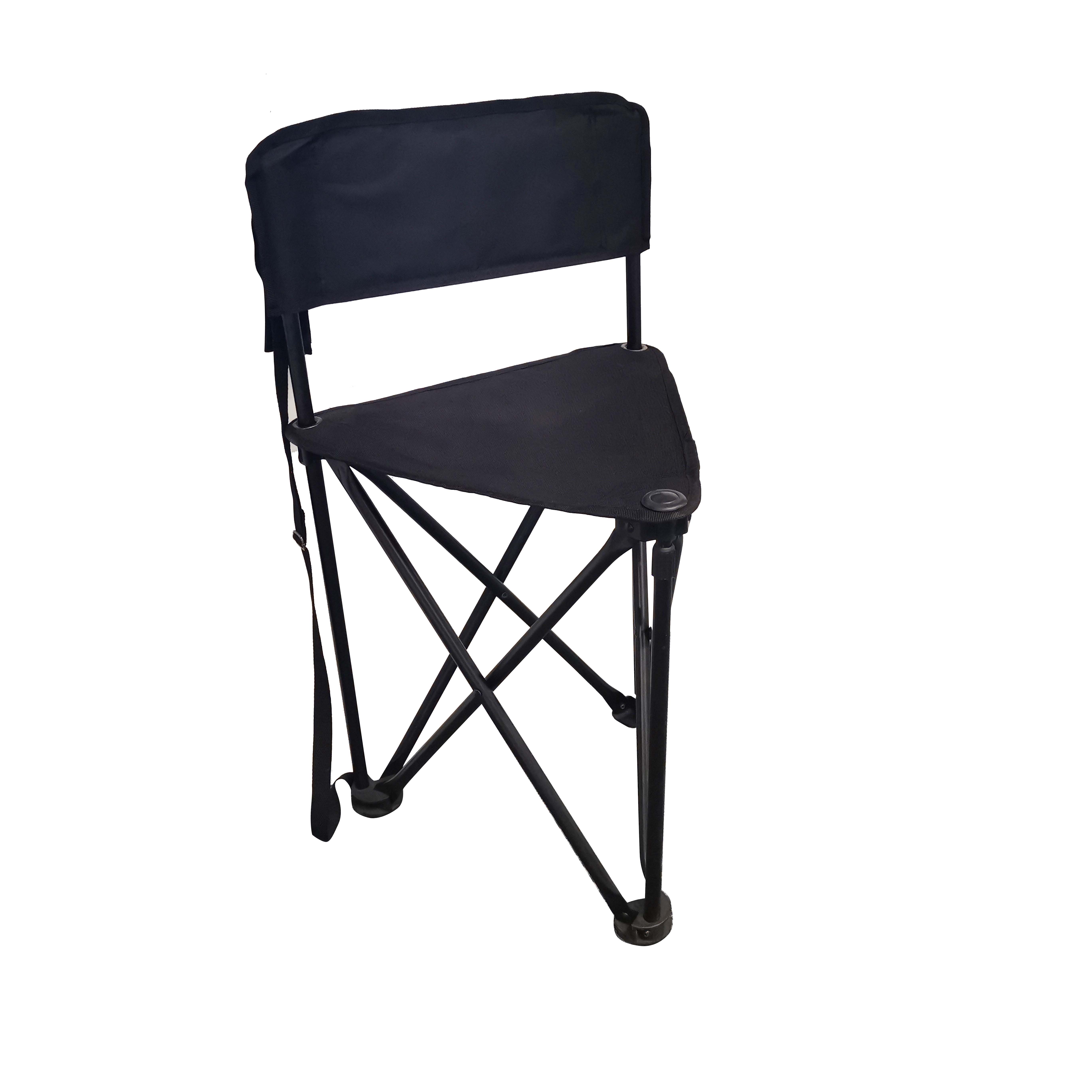 Tripod Ground Camping Stool with Backrest
