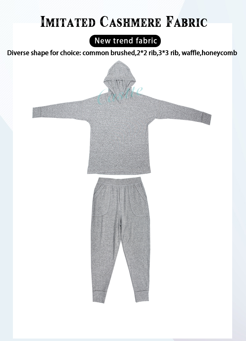 Ladies Cationic Cashmere Hooded Loungewear Set