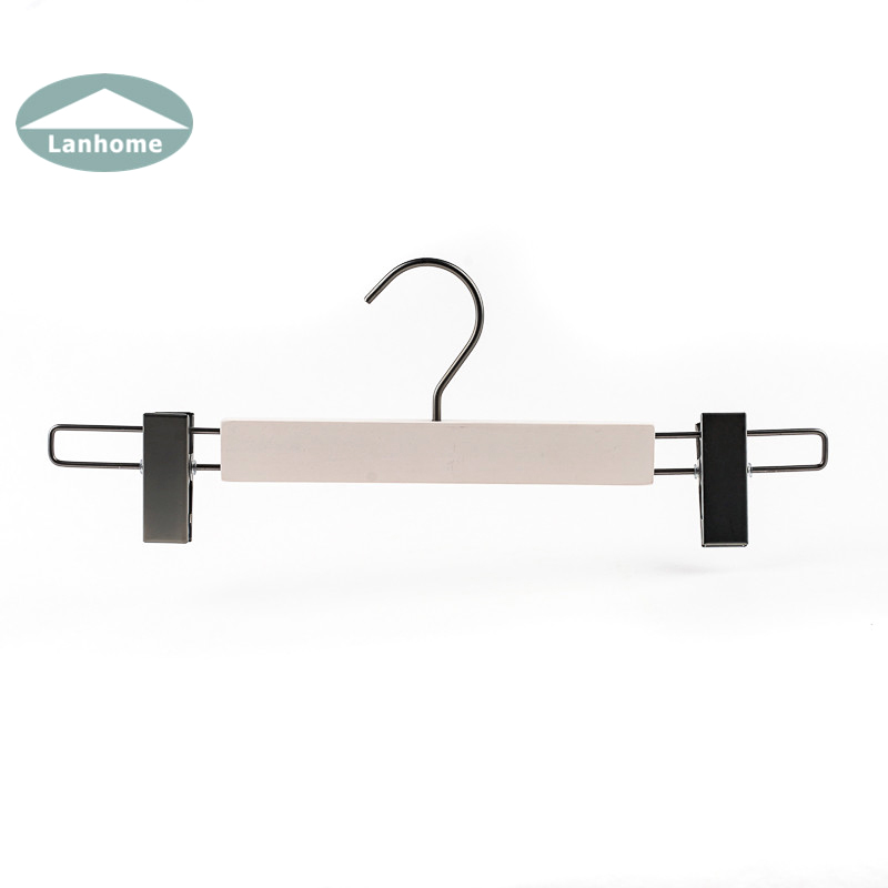 Lanhome wooden hanger with clips for pant and skirt hanger