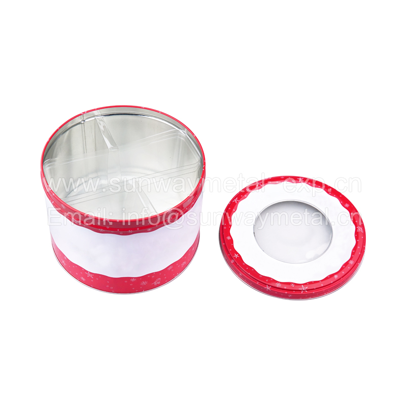 round tin box with window food packaging box