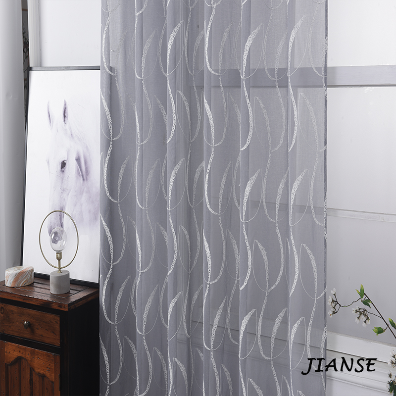 CURTAIN E8179 Irregular embroidery modern pattern dolly sheer ready made in curtain custom manufacture