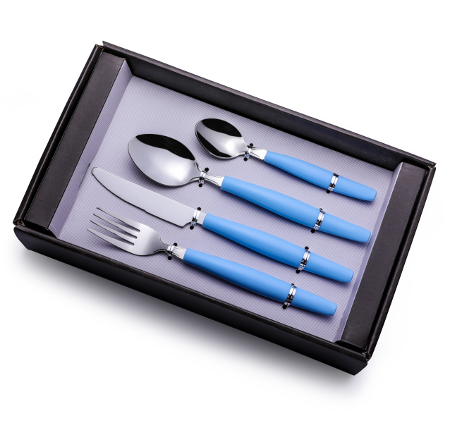 Fork Knife and Spoon Stainless Steel Cutlery Set with Plastic Handle