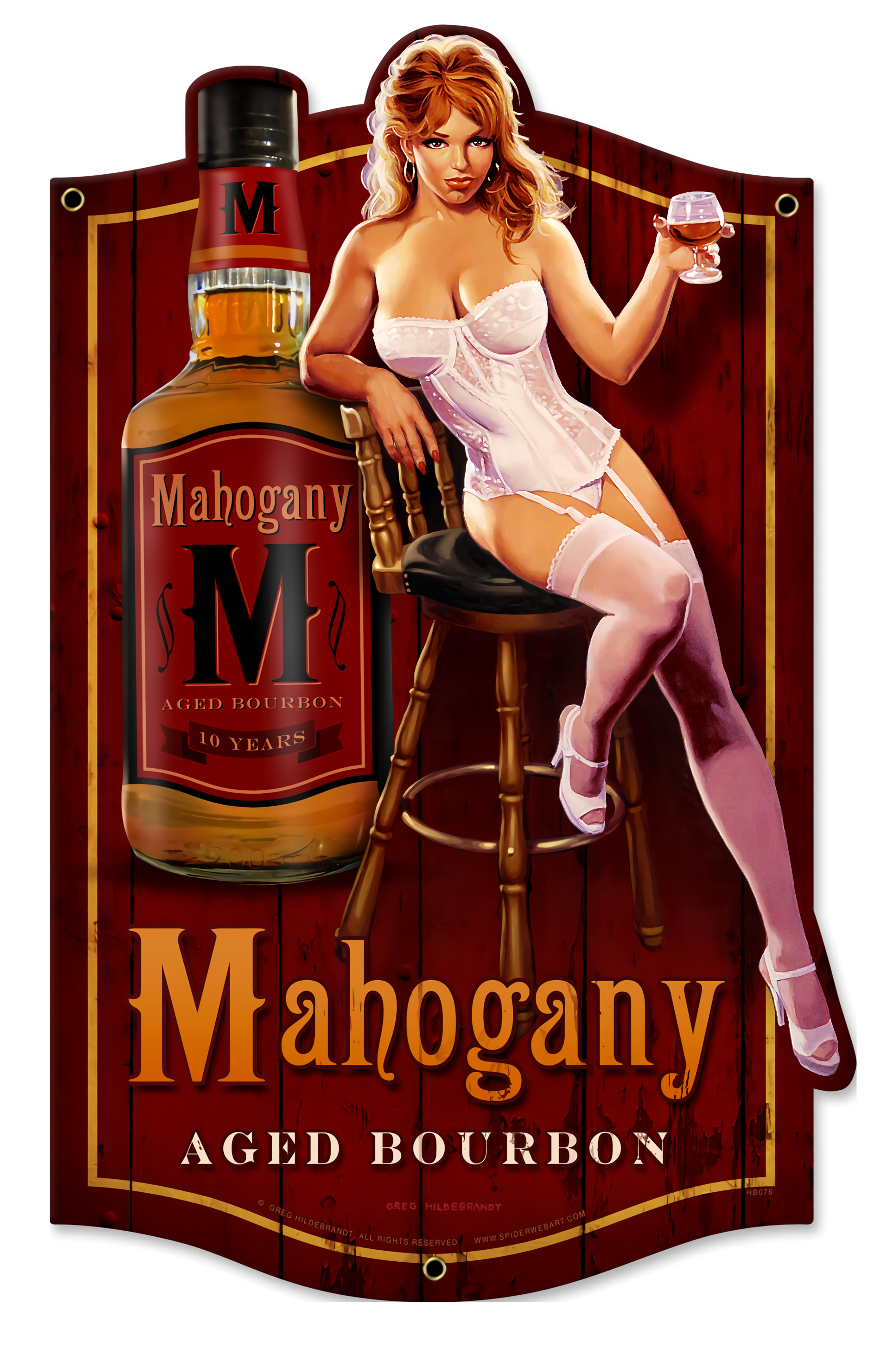 Embossed Metal Pin Up Girl Sign
