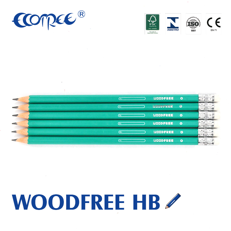 Plastic HB #2 Graphite Pencil with Eraser, Woodfree school goods