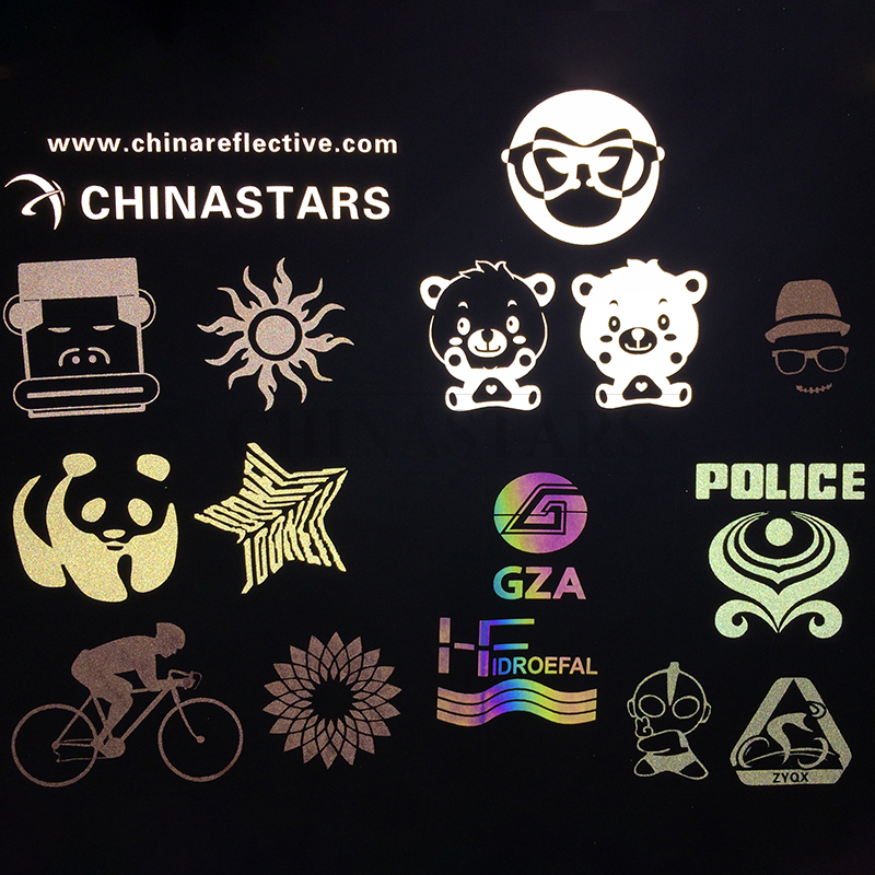 Colorful rainbow reflective heat transfer logo patches