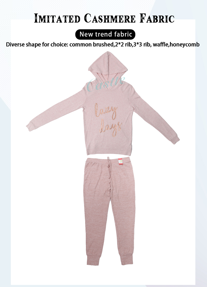 Ladies Cationic Cashmere Hooded Loungewear Set