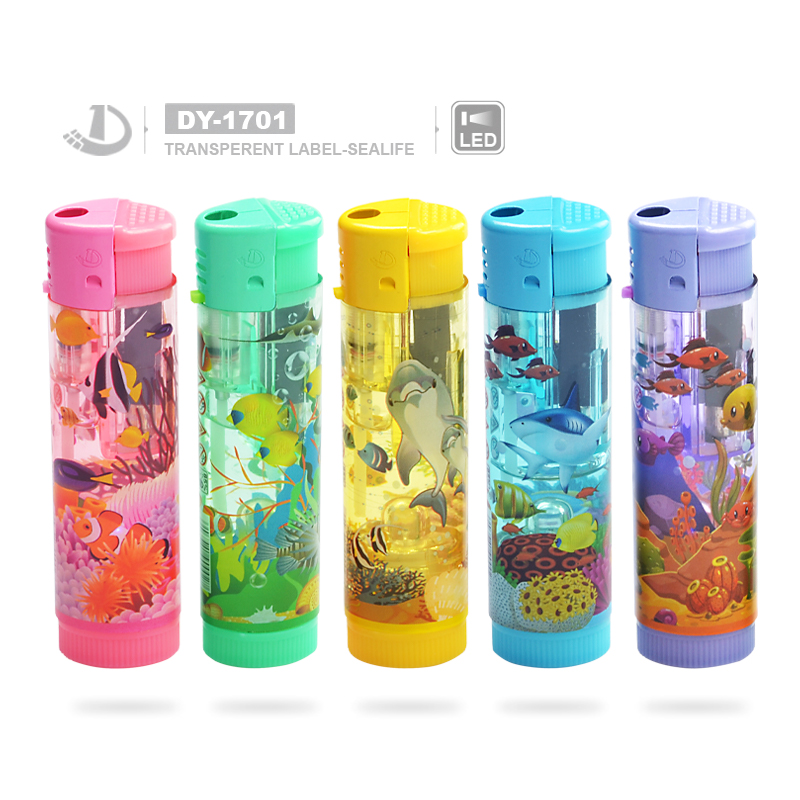 Disposable electronic gas lighter with colorful LED