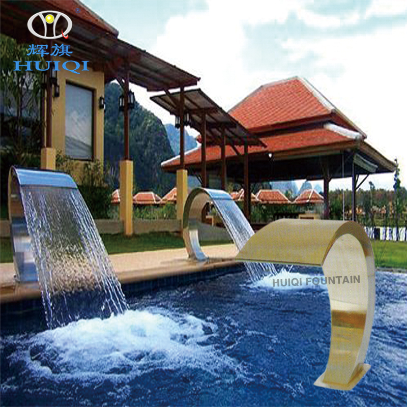 Huiqi curved waterfall waterscape wall swimming pool hot spring poolside water jet bath fountain waterscape spa garden running water waterfall