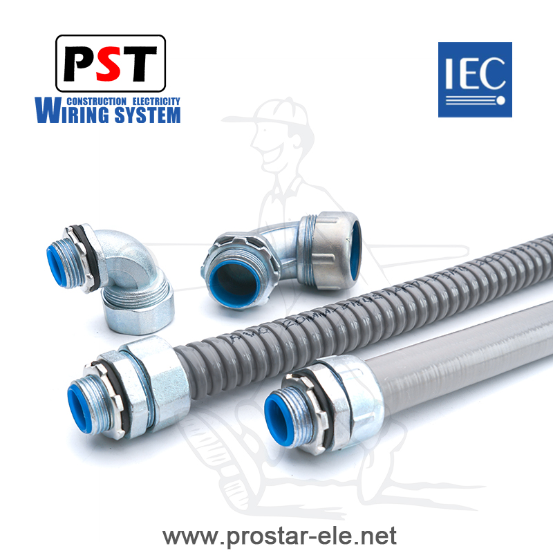 IEC61386/PVC Flexible Conduit/Tubo conduit flexible/Flexible Conduit/Flex Tube/Tube Flex Metalico/BX connector/Conector Rect/Rect Connector/PST