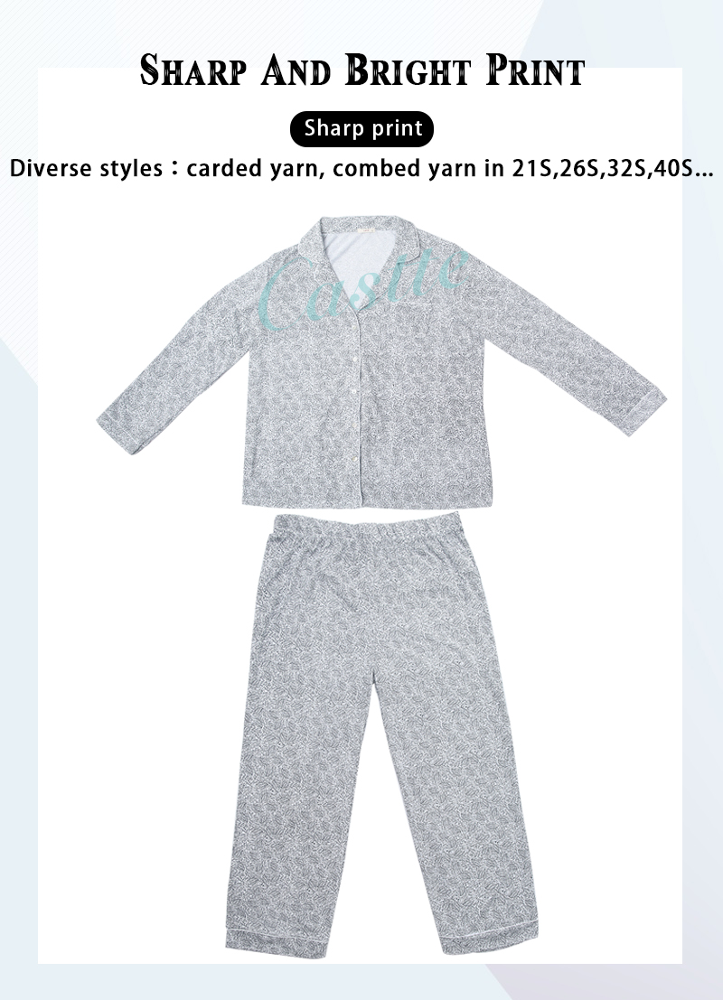 Ladies AOP Viscose Jersey Button Pyjamas