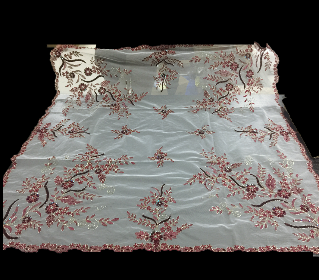 Net Fabric Tablecloth With Beaded & Sequins
