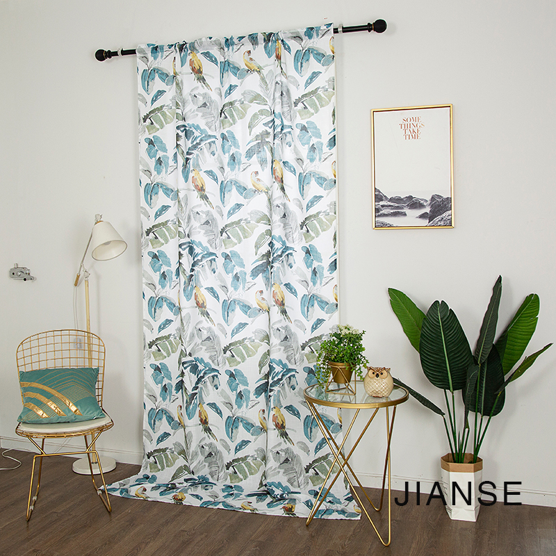 CURTAIN A3747 Palm tree leaf printed curtain fabric ready made for windows