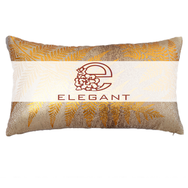 Jacquard Fabric With Foil Print Leaf Cushion/ Deco . Pillow