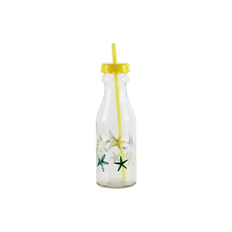 Glass bottle with decal