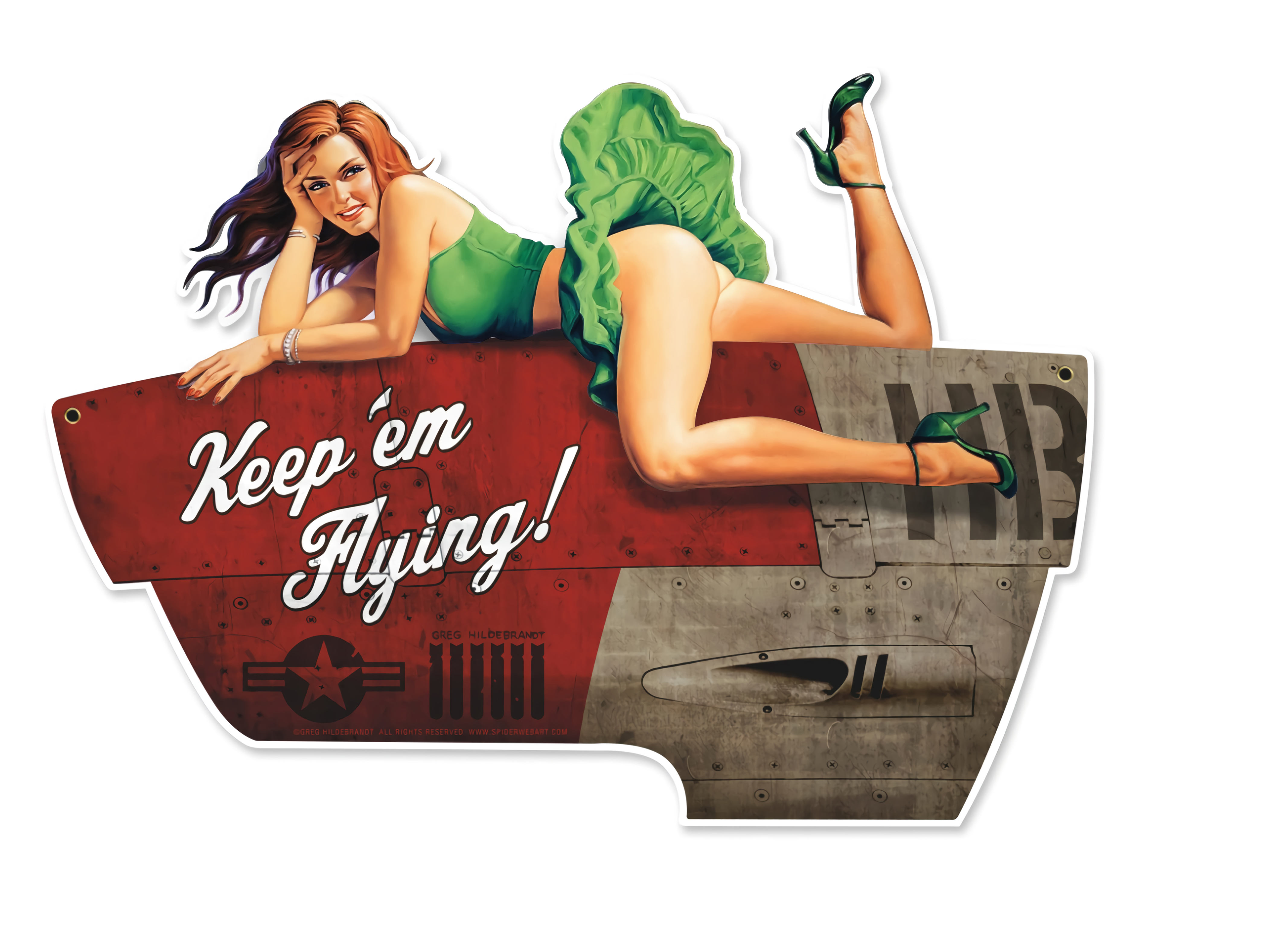 Antique Metal Pin Up Girl Sign