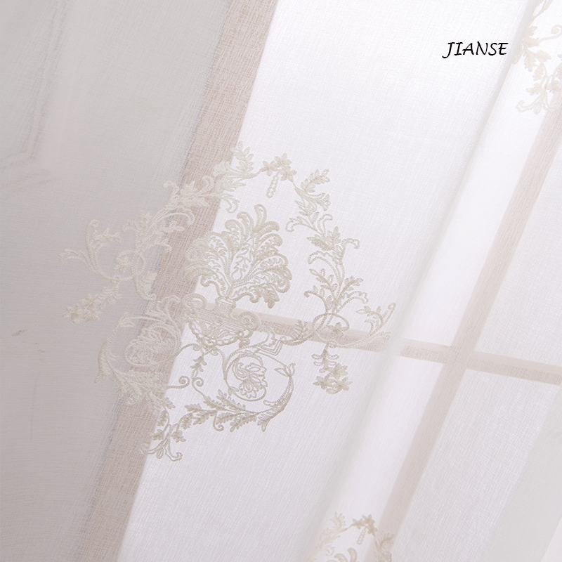 CURTAIN E8319 Dolly base European embroedery sheer fabric engineering curtain for living room