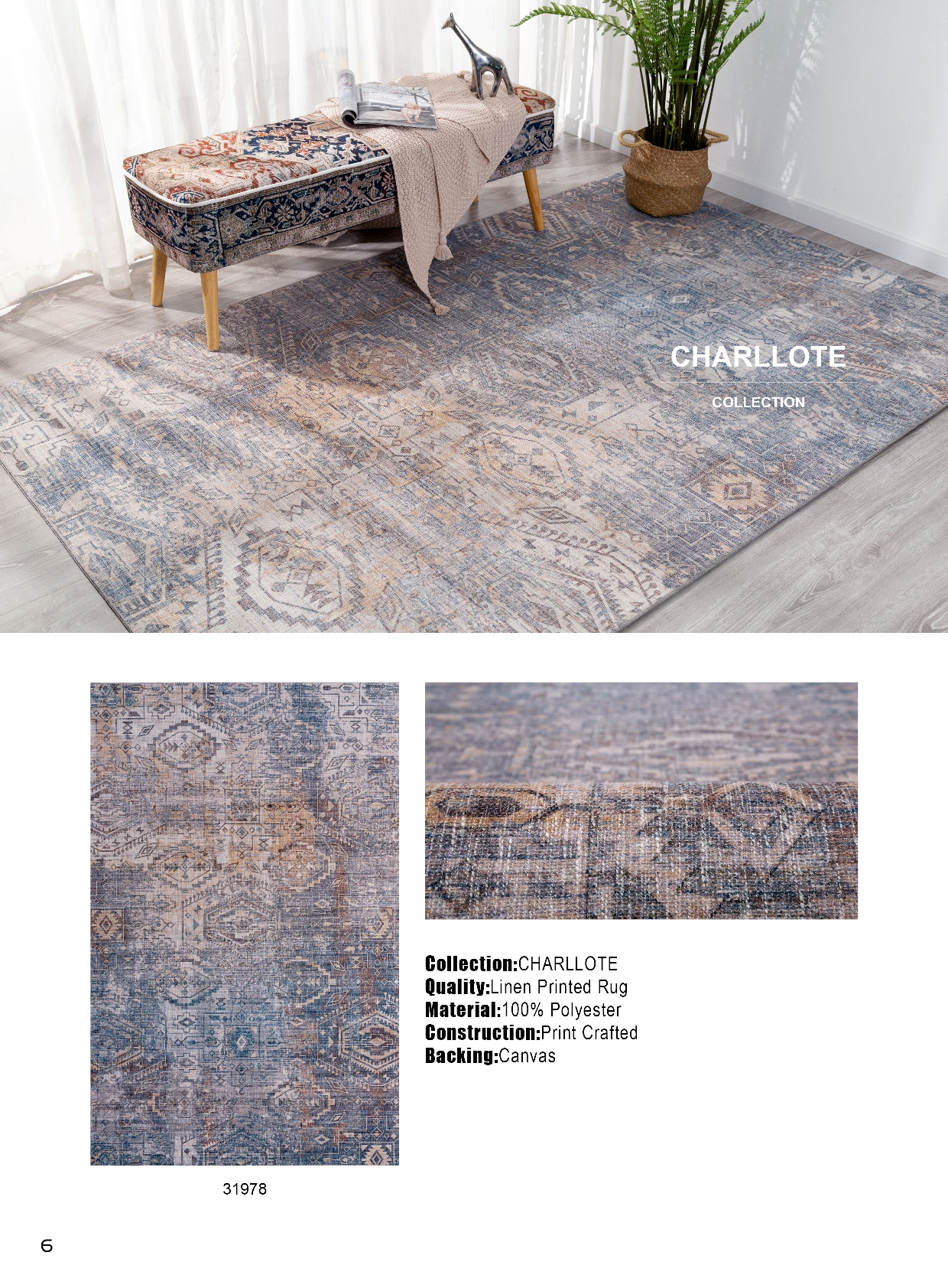 Linen printed rug