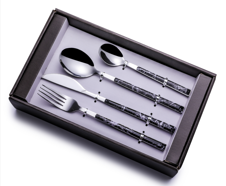 Fork Knife and Spoon Stainless Steel Cutlery Set with Plastic Handle