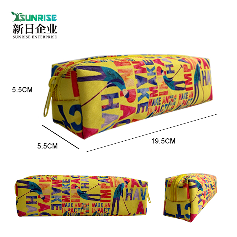 Children pencil case,single layer pencil case, square pencil case, printing pencil case, light color pencil case