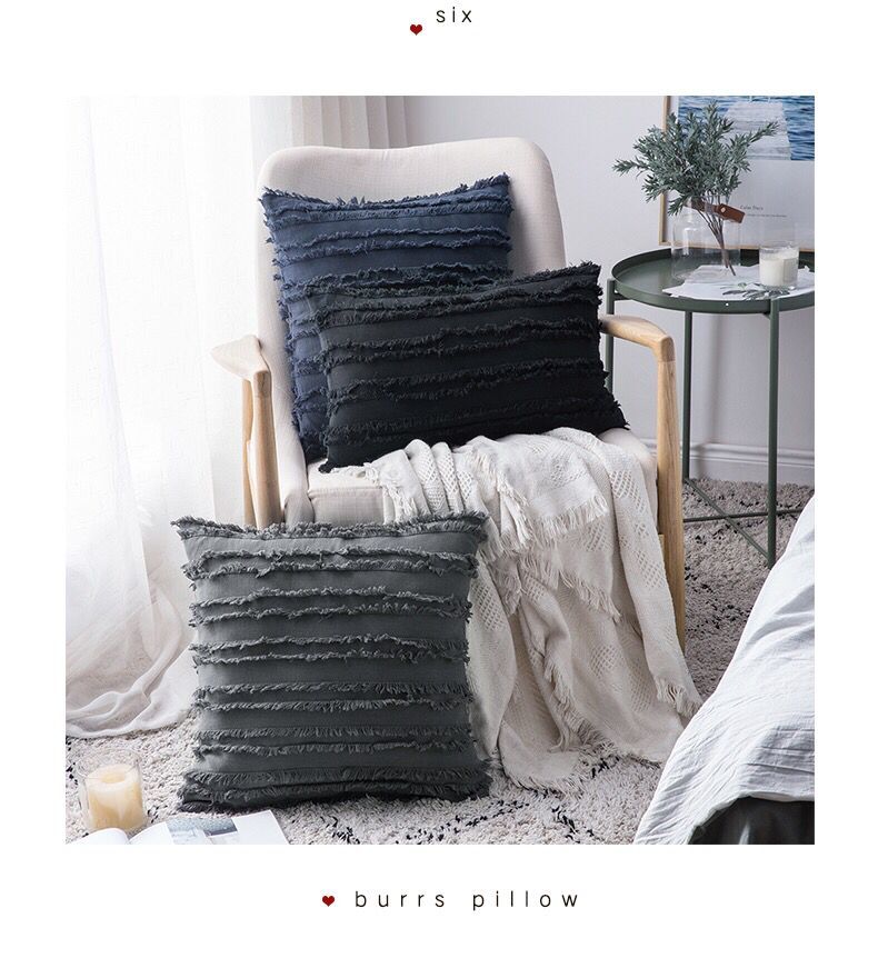 CUSHION K5011. 2020 New Jacquard Macrame Tassel Cotton Linen Square Throw Cushion Cover Moroccan Decorative Pillow Case 30X50CM