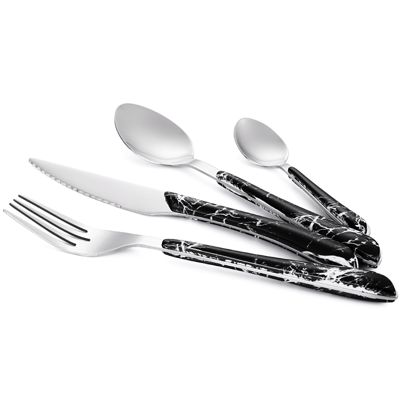 Long Tang Stainless Steel Cutlery Elegant Flatware Set Silverware Set For Wedding Restaurant Hotel