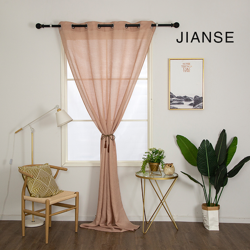 CURTAIN G2826 Dyed curtain fabric white curtain faux linen ready made for home window china manufacture