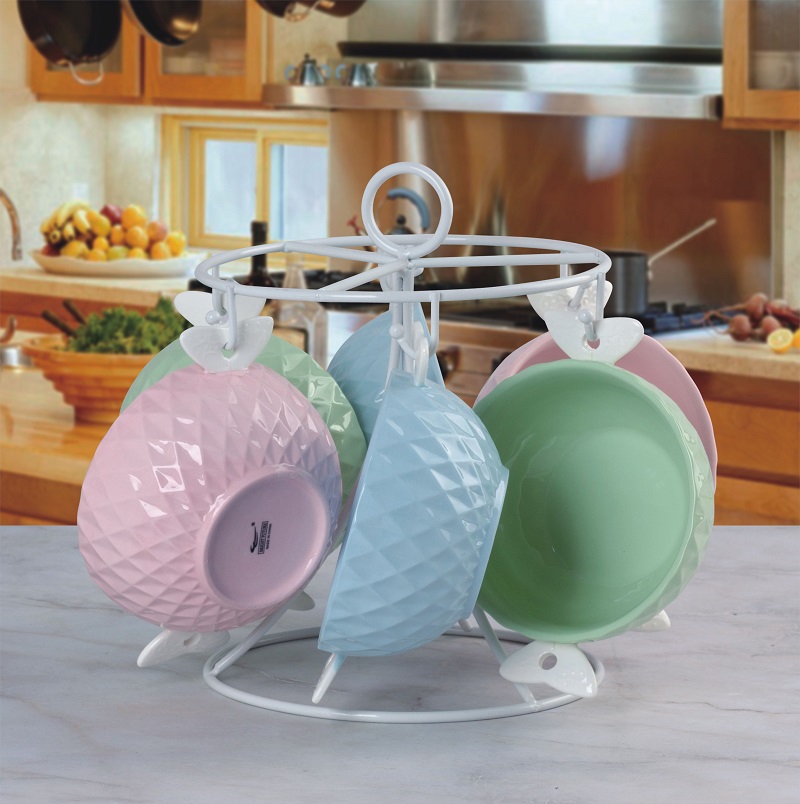 6 pcs soup bowl set with stand
