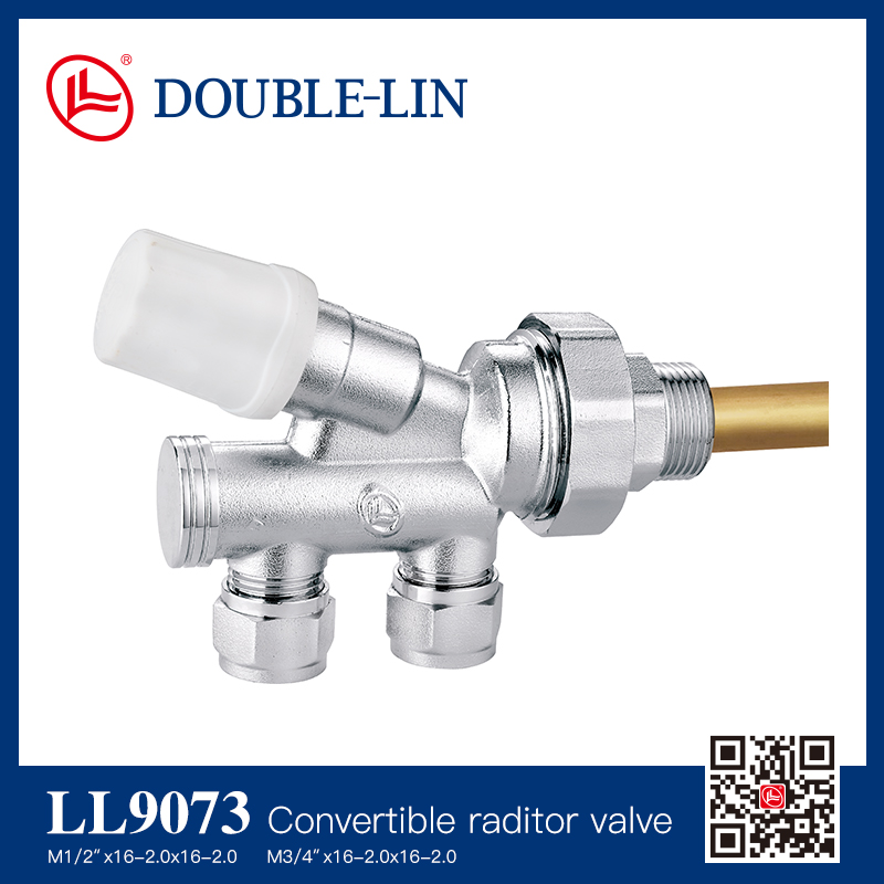 Brass convertible radiator valve for one-pipe and two-pipe systems