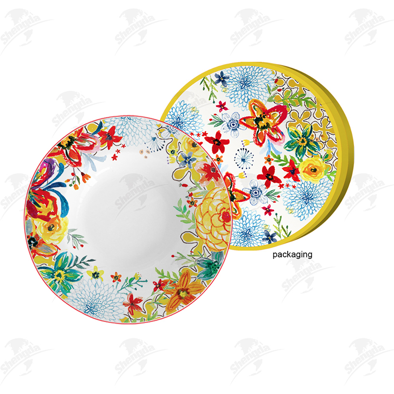 8.5" soup plat with flower design