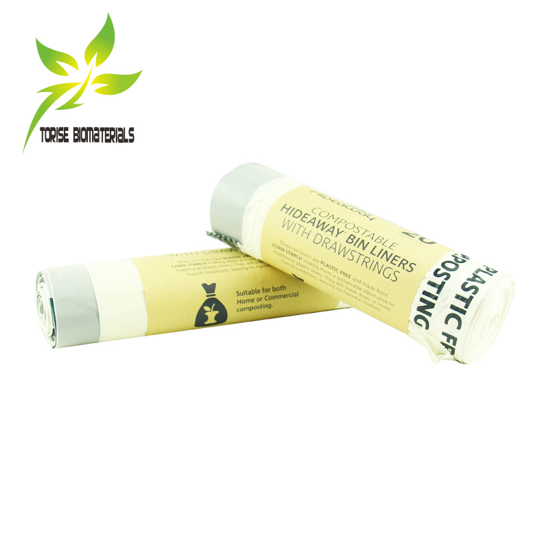 Biodegradable & Compostable Bag, Comply with EN13432 / ASTM D6400 Compostable drawstring garbage bag