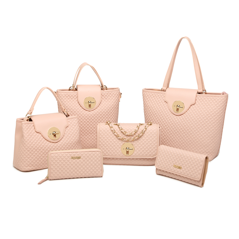 Fashion diamond lattice embroidery handbag tote bag hardware lock crossbody bag pull wallet