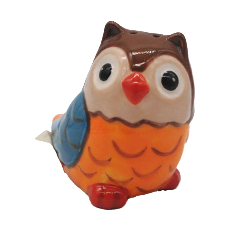 owl design ceramic pink mini personalized salt and pepper shaker